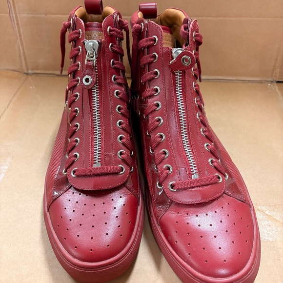 Bally HEKEM/ 235 Garnet Calf Laminated Top Sneakers with Zipper - Picture 1 of 6